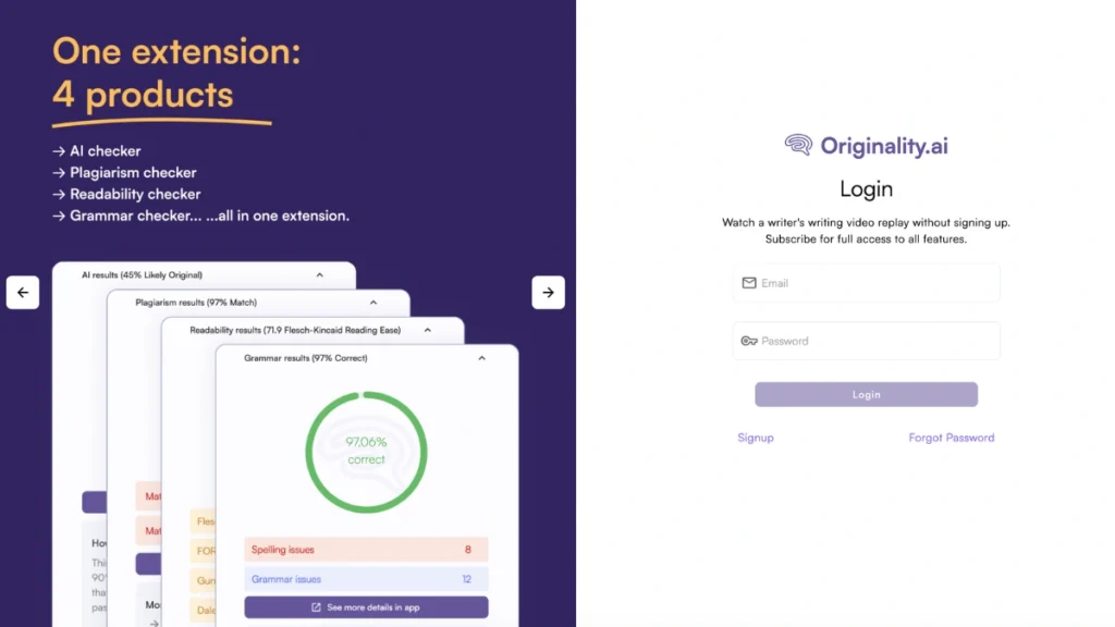 Logging into your Originality.ai Chrome Extension account