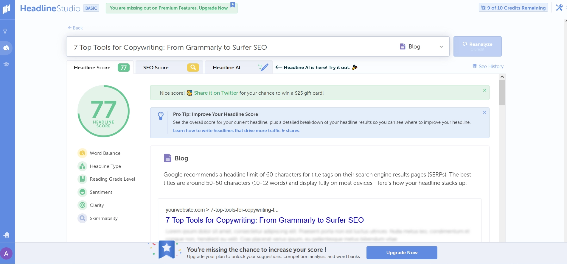 CoSchedule Headline Analyzer for Copywriting