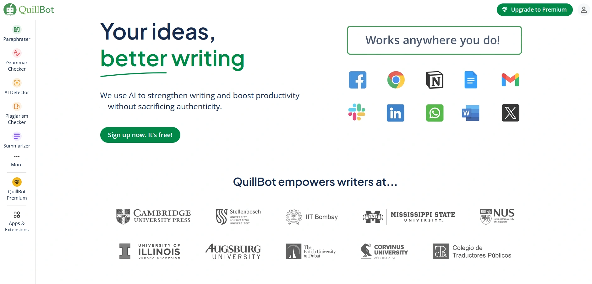QuillBot – a service for rewriting, summarization, and grammar checking
