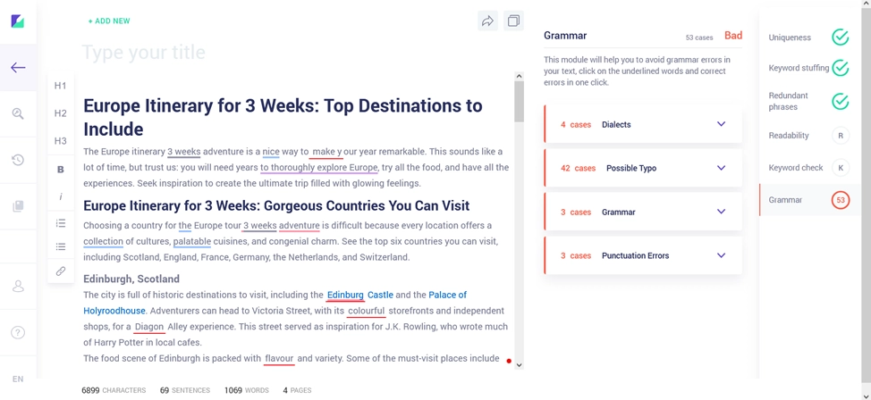 Grammar Checker in Copywritely
