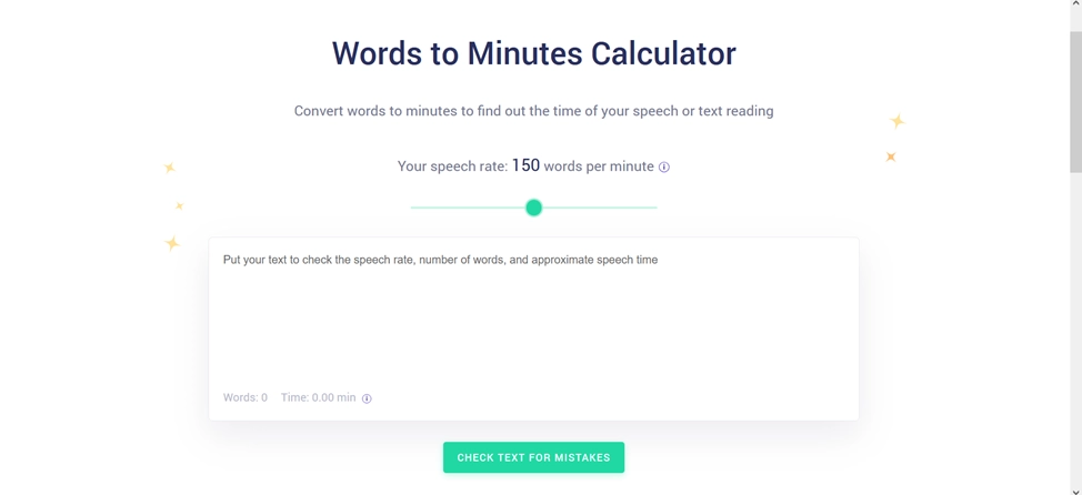 Words to Minutes tool in Copywritely