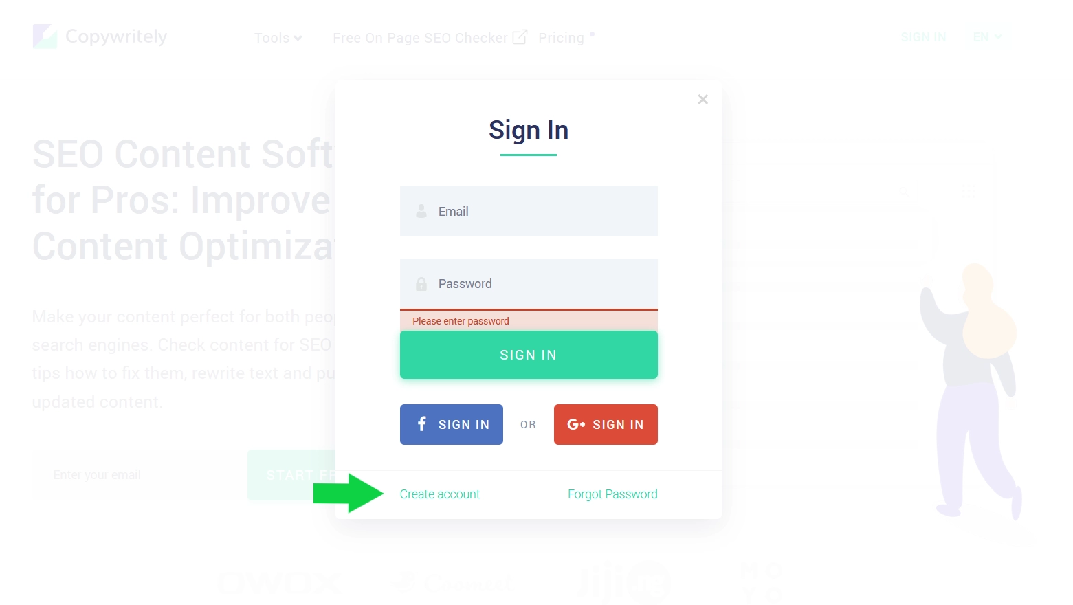 Starting registration in Copywritely