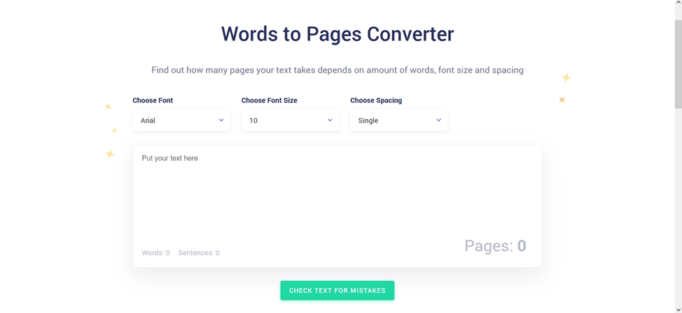 Words to Pages tool in Copywritely