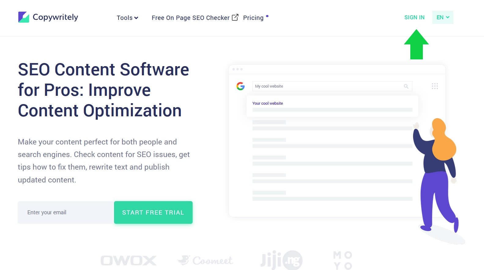 The homepage of Copywritely