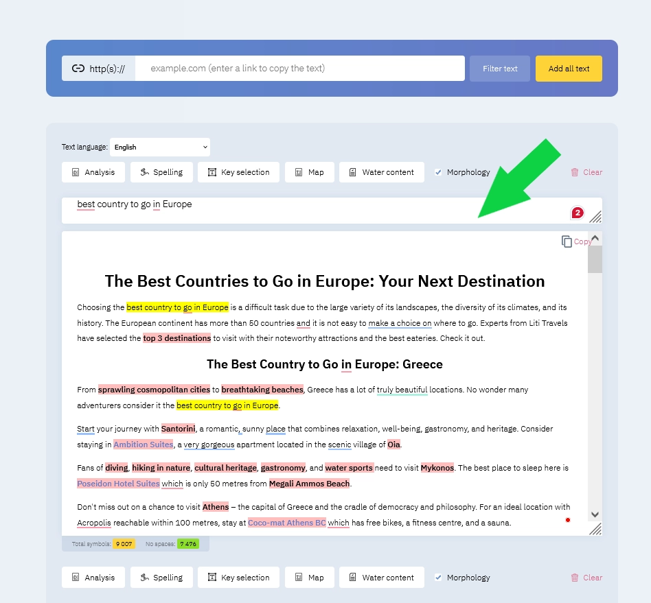 How to use the Istio keyword density checker? Step-by-step