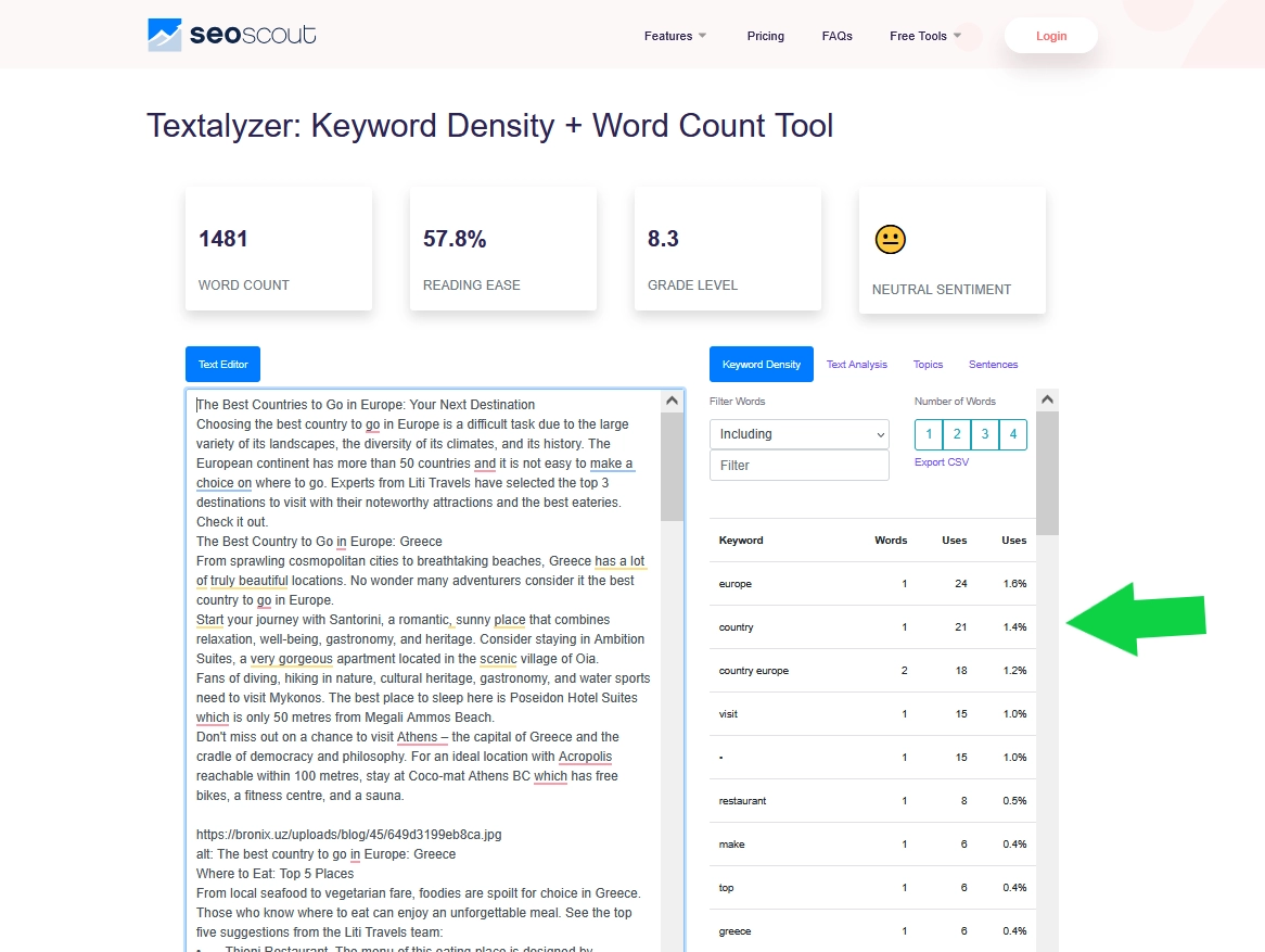 How to Use Seoscout Keyword Density Checker