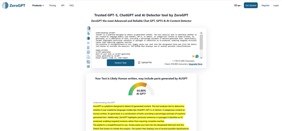 Checking our AI-generated content in ZeroGPT