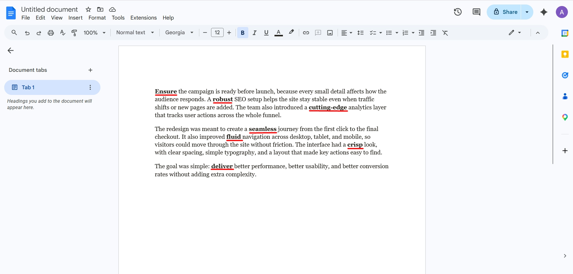 A real-life example of generated text