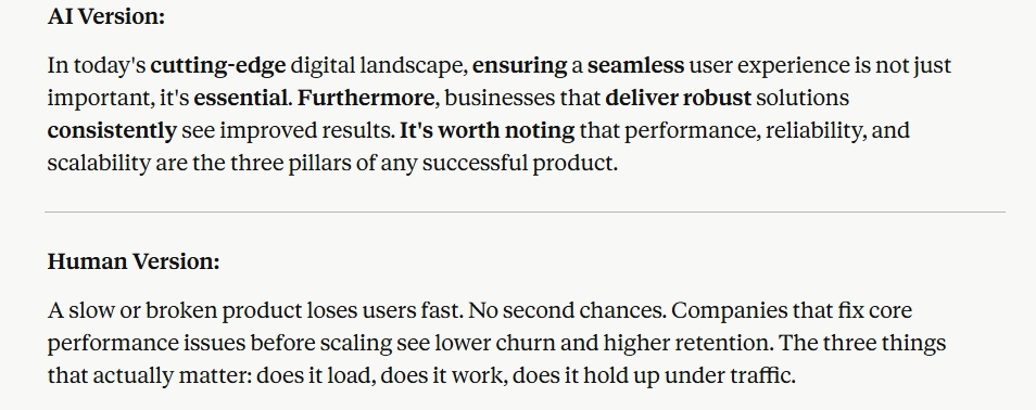 AI-generated text vs human text